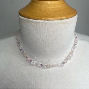 New Women's Vintage 90's Mei Fa Light Pink Stone Crystal Beaded Chocker Necklace